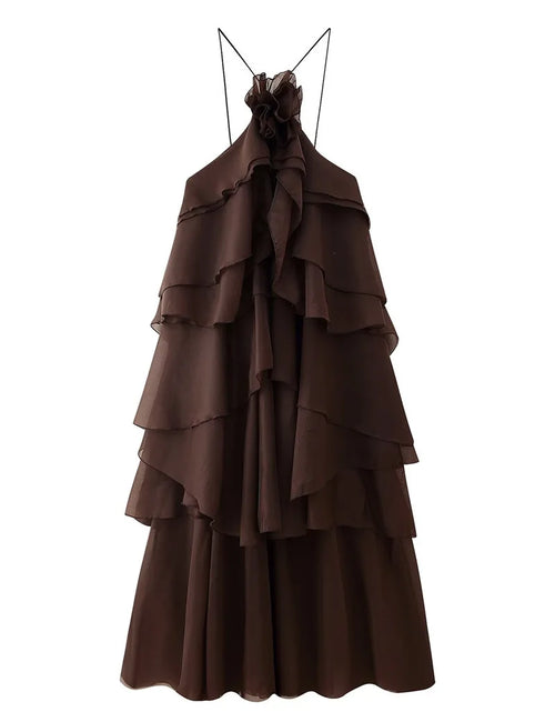 Load image into Gallery viewer, Women Sleeveless Ruffles Loose Smock Strap Maxi Long Sexy Dress
