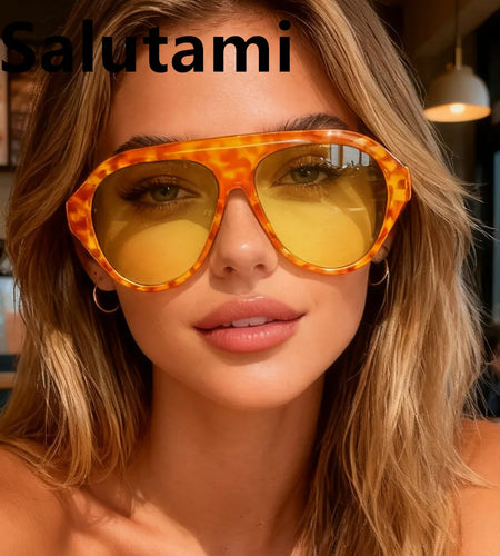 Vintage Orange Oversized Sunglasses New Fashion Leopard Print