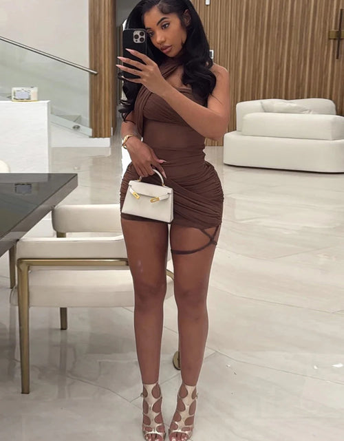 Load image into Gallery viewer, Women's Y2K See-Through Sexy Dress Cross Bandage Backless Halter Sleeveless Mini Bodycon Mid-Night Clubwear Summer Trend
