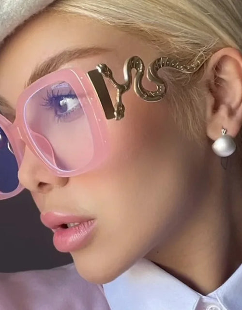 Load image into Gallery viewer, Women Big Square Eyeglasses  Unique Snake Design Trendy Glasses
