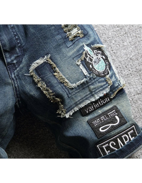 Load image into Gallery viewer, Summer New Fashion Trend Printed Straight Leg Sports Retro Jeans Shorts Comfortable High Quality Shorts 28-36
