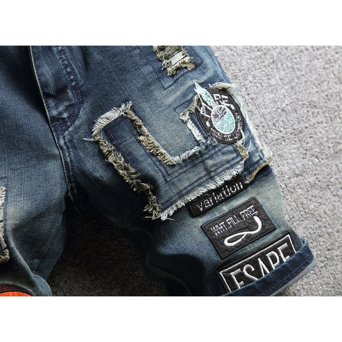 Summer New Fashion Trend Printed Straight Leg Sports Retro Jeans Shorts Comfortable High Quality Shorts 28-36
