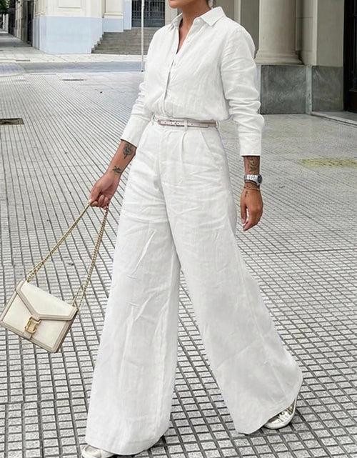 Load image into Gallery viewer, Women's Cotton Linen High Waist Wide Leg Pants with Pockets 2026 Summer Trousers
