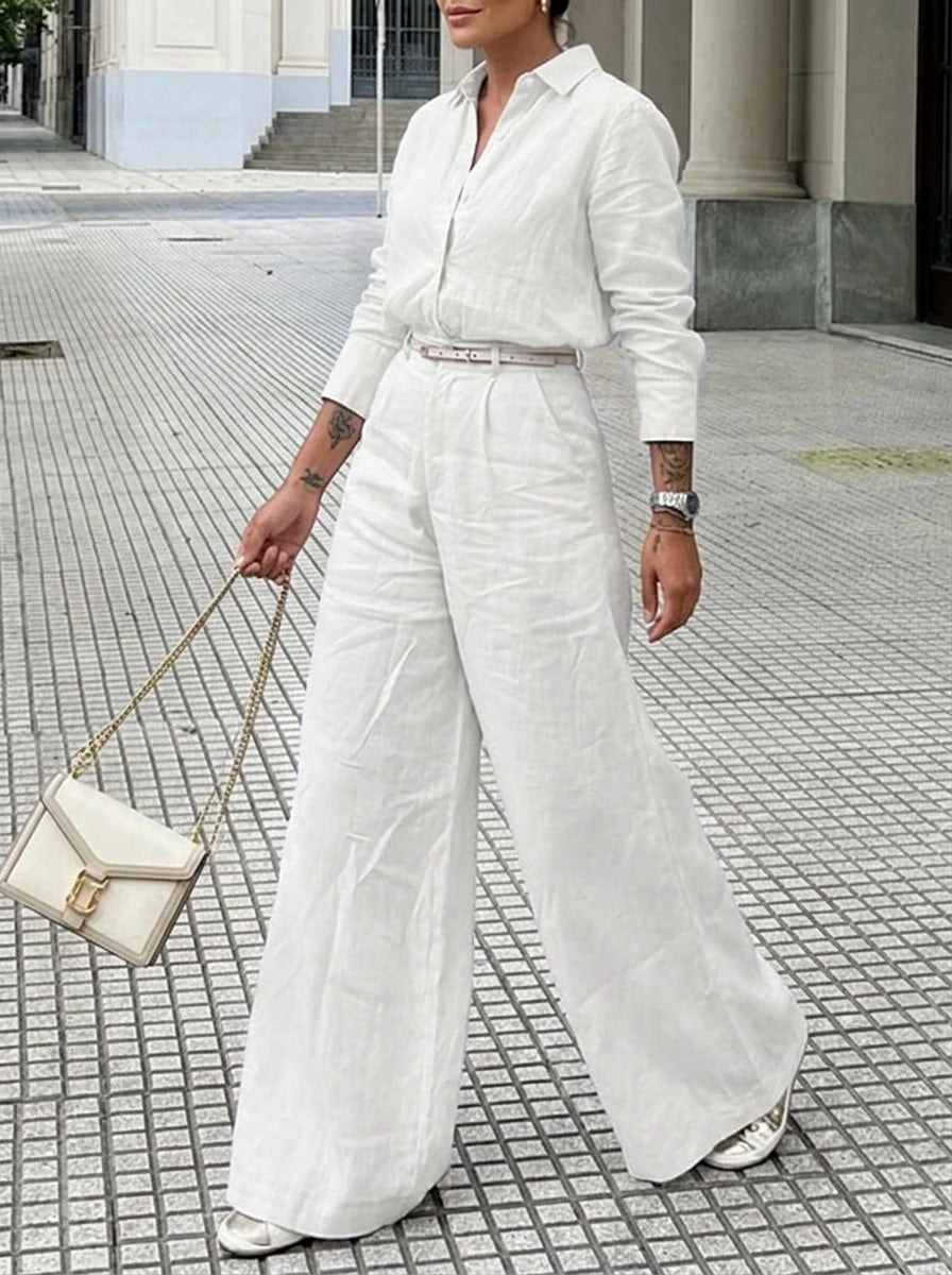 Women's Cotton Linen High Waist Wide Leg Pants with Pockets 2026 Summer Trousers