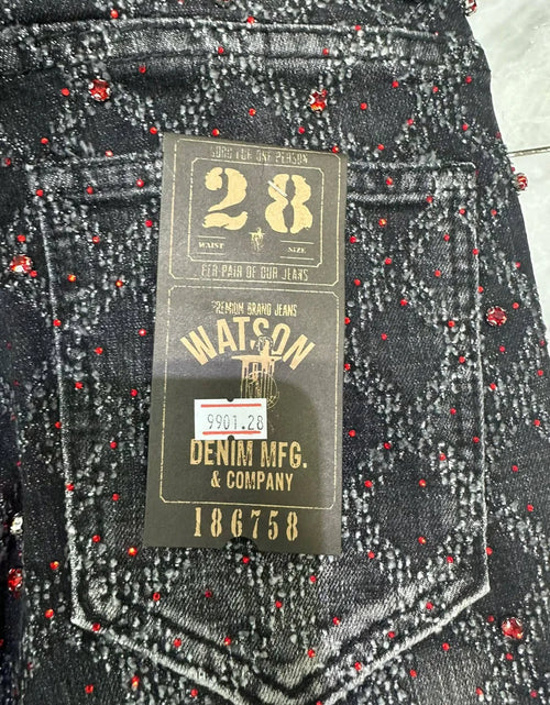 Load image into Gallery viewer, 2026 Rhinestone Men's High Street quality Slim Fit Skinny long Denim Flared Jeans Pants
