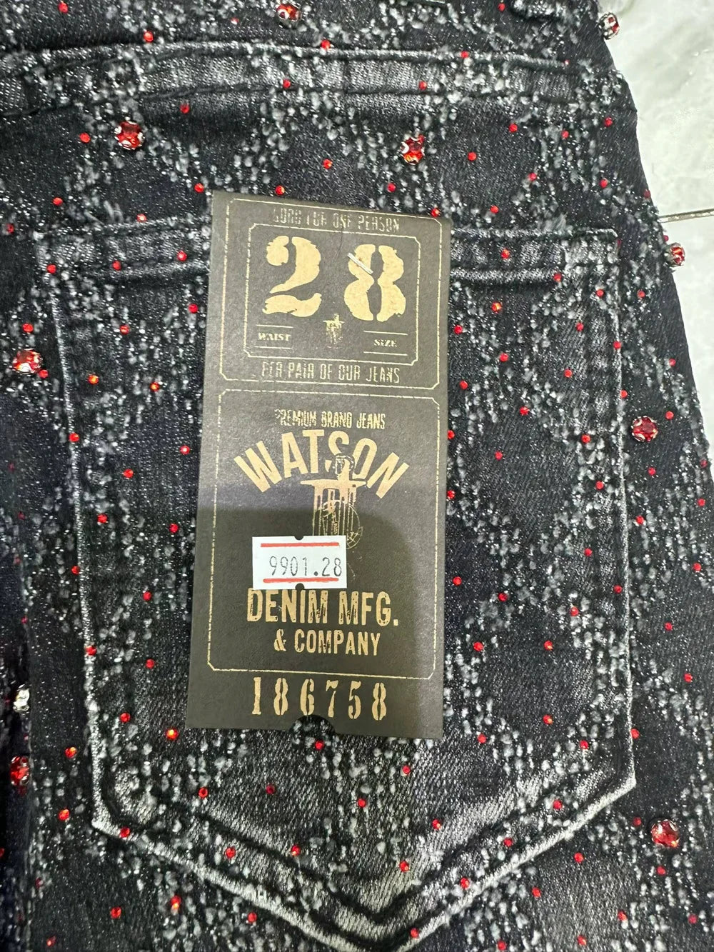 2026 Rhinestone Men's High Street quality Slim Fit Skinny long Denim Flared Jeans Pants