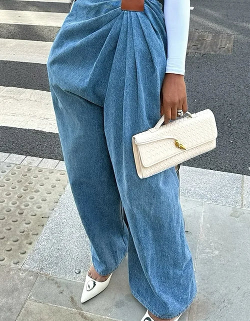 Load image into Gallery viewer, Women Wide Leg Pants High Waist with Folds Design Denims Spring 2026 Vintage Style
