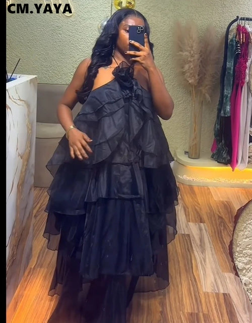 Load image into Gallery viewer, Women Sleeveless Ruffles Loose Smock Strap Maxi Long Sexy Dress
