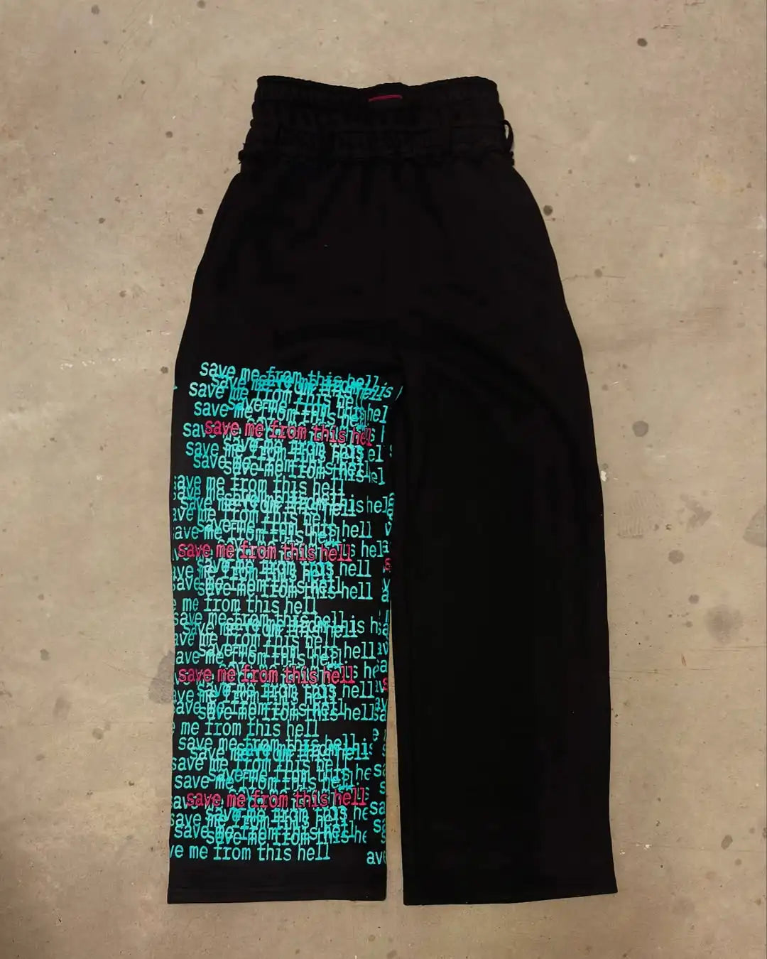 Men's Retro Double Waist Casual Streetwear Pants Hip-Hop Gothic Harajuku Loose Fit Y2K Letter Pattern Sports Trousers