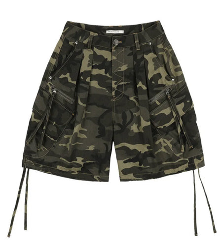 Women Camo Cargo Letter Print Baggy Shorts with Pockets 2026