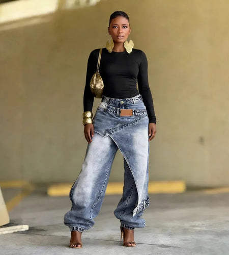 Women Straight Pants Jeans Long Length Tassels Trousers Stretch Mid Waist Washed Vintage Distressed
