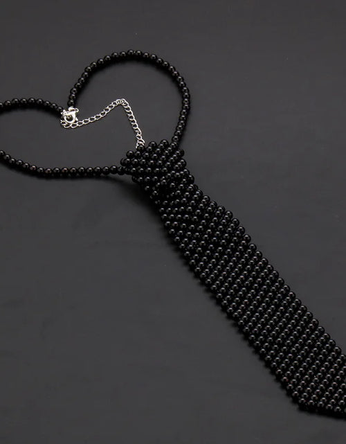 Load image into Gallery viewer, Popular pearl tie fashion trend style pure handmade beaded bow tie
