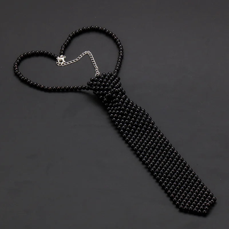 Popular pearl tie fashion trend style pure handmade beaded bow tie