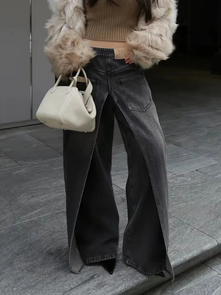 Women's Y2K Style New Rock Hip Hop Baggy Wide Leg Jeans