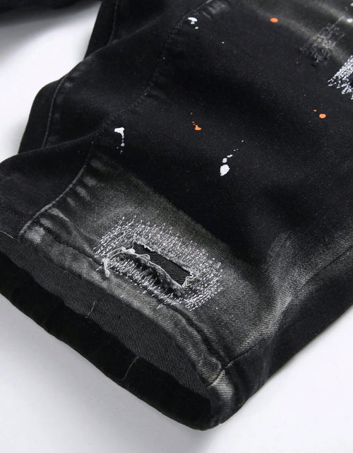 Load image into Gallery viewer, Men's Summer Ripped Denim Shorts Straight Stretch Casual Thin Knee-Length Trousers Fashion Brand Daily Wear Zip Fly Cotton Blend
