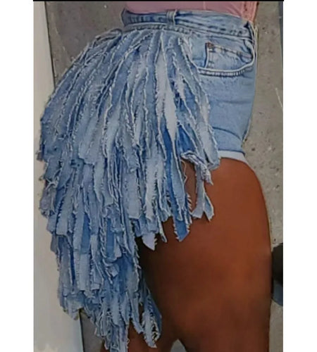 Women Rag Fringed in the back Jeans Shorts