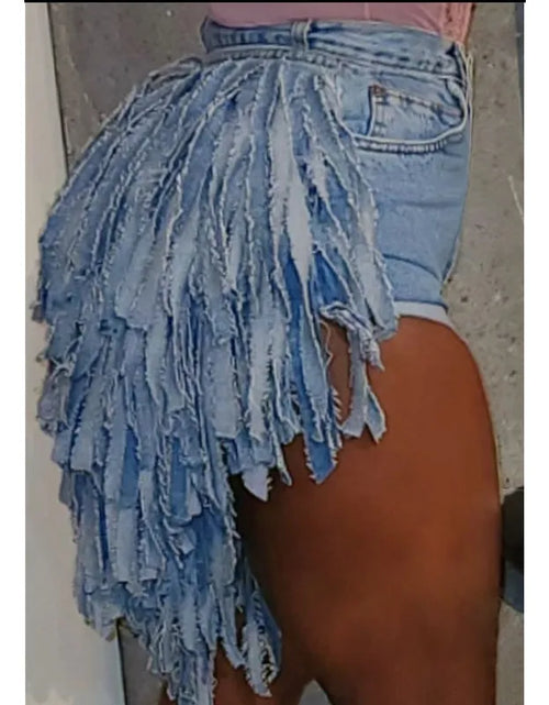 Load image into Gallery viewer, Women Rag Fringed in the back Jeans Shorts
