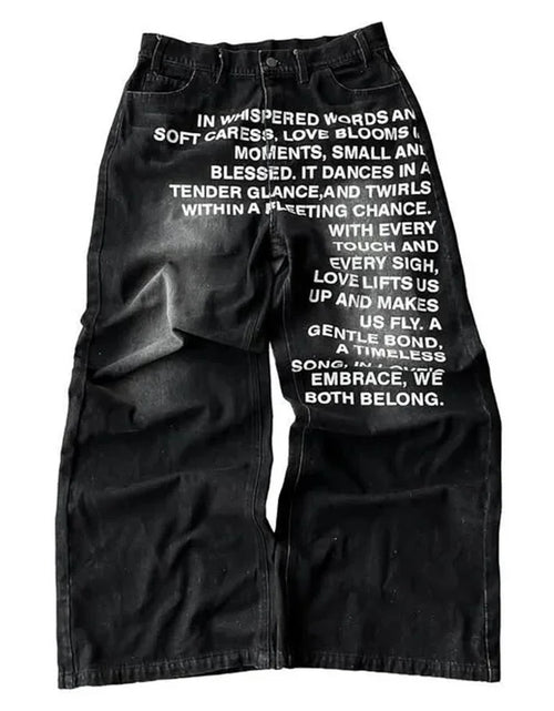 Load image into Gallery viewer, Men's retro Unique patterned alphabet  jeans personalized street clothing

