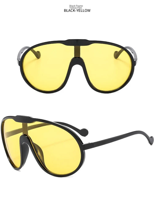 Load image into Gallery viewer, Trend Oversized Pilot Sunglasses Women Luxury Brand Designer Big Frame Cycling Sun Glasses Len Black Yellow
