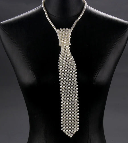 Popular pearl tie fashion trend style pure handmade beaded bow tie