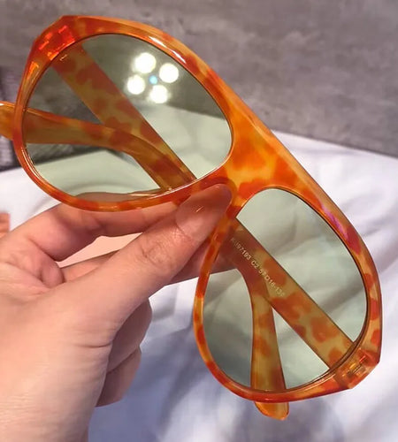 Vintage Orange Oversized Sunglasses New Fashion Leopard Print
