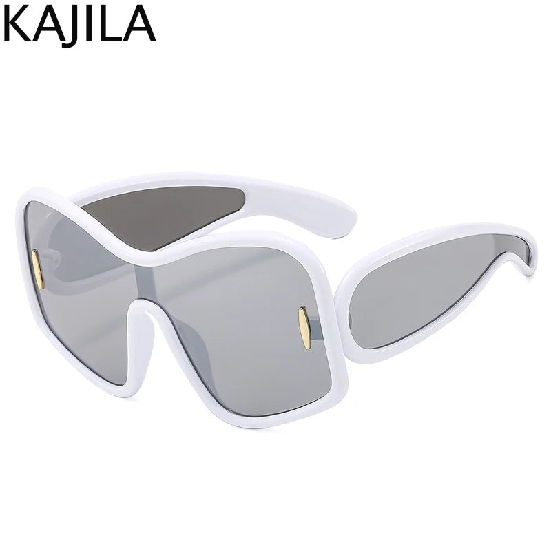 Oversized One-Piece Shield Sunglasses Punk Square Eyewear Vintage Big Frame Sun Glasses