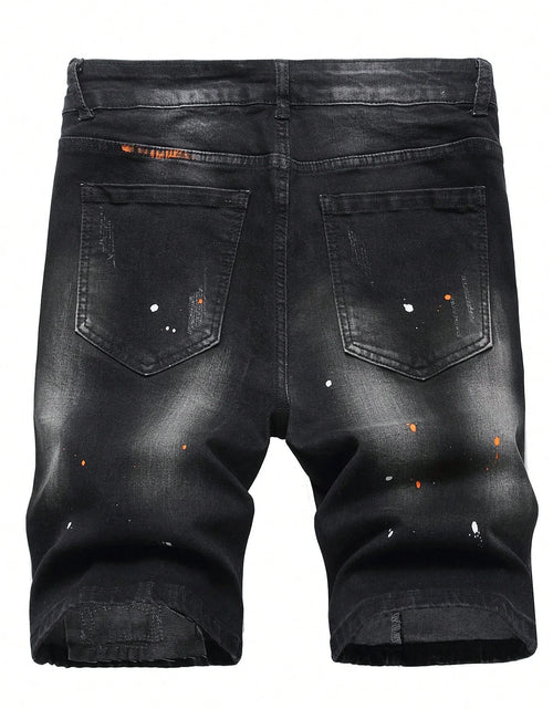 Load image into Gallery viewer, Men's Summer Ripped Denim Shorts Straight Stretch Casual Thin Knee-Length Trousers Fashion Brand Daily Wear Zip Fly Cotton Blend
