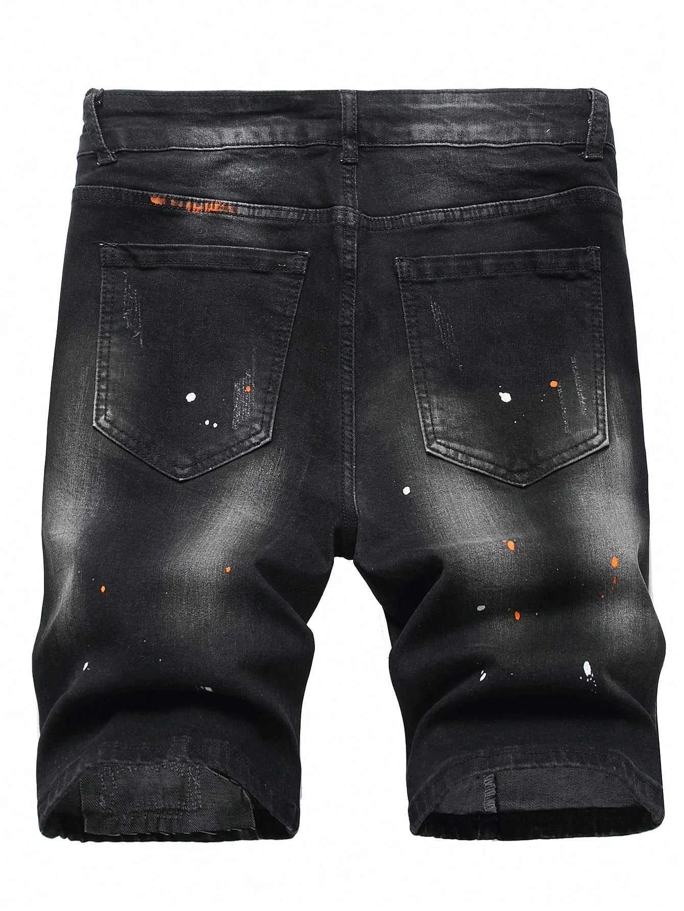Men's Summer Ripped Denim Shorts Straight Stretch Casual Thin Knee-Length Trousers Fashion Brand Daily Wear Zip Fly Cotton Blend