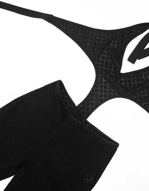 Load image into Gallery viewer, Women's Sexy Black Crochet Cut Out Jumpsuit Halter Backless See Through One Piece Romper High Waist
