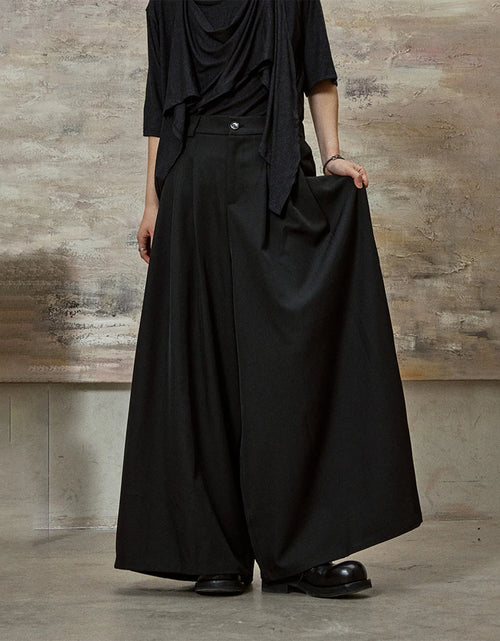 Load image into Gallery viewer, Dark Gothic Skirt Pants Genderless Streetwear Fashion Wide-Leg Samurai Pants Unisex
