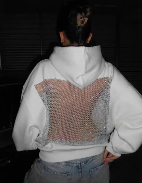 Load image into Gallery viewer, Streetwear Trendy Hoodie Women Fashion Solid Color See Through Backless Hooded Pullover Sweatshirt Female
