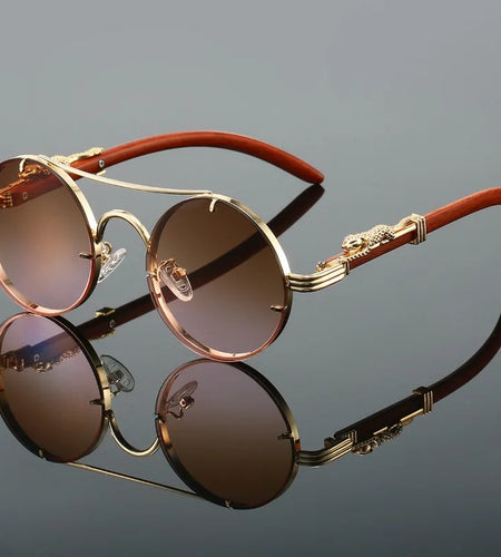 Vintage Round Sunglasses Men and Women Fashion Double Bridge Multicolor Shades  Retro Trendy Brand Luxury Design Sun Glasses