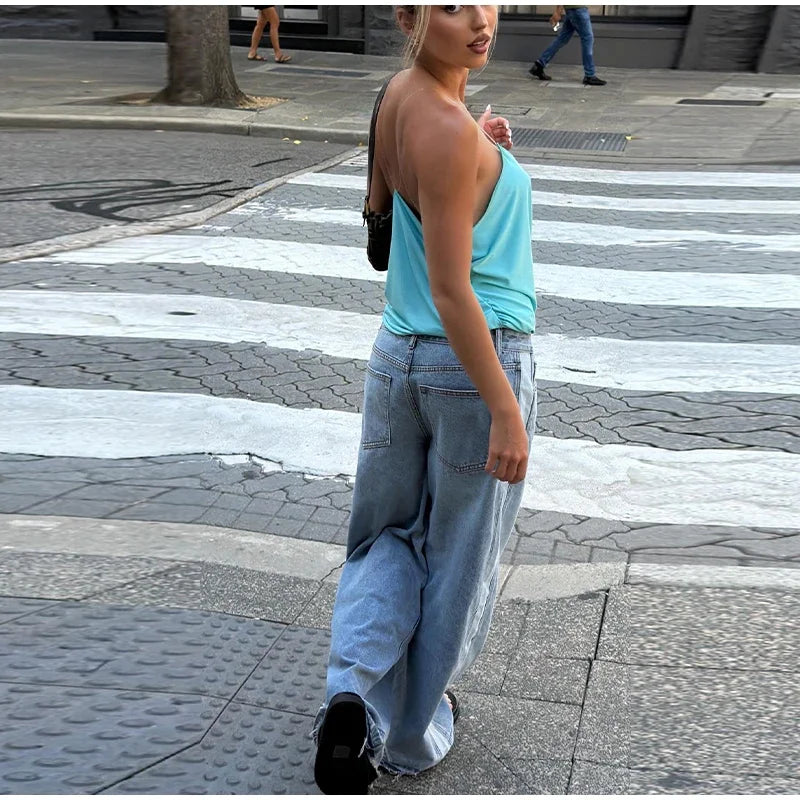 Women's Pleated Halter   Loose Sexy V-neck Sleeveless Backless Tops 2026 Spring Summer