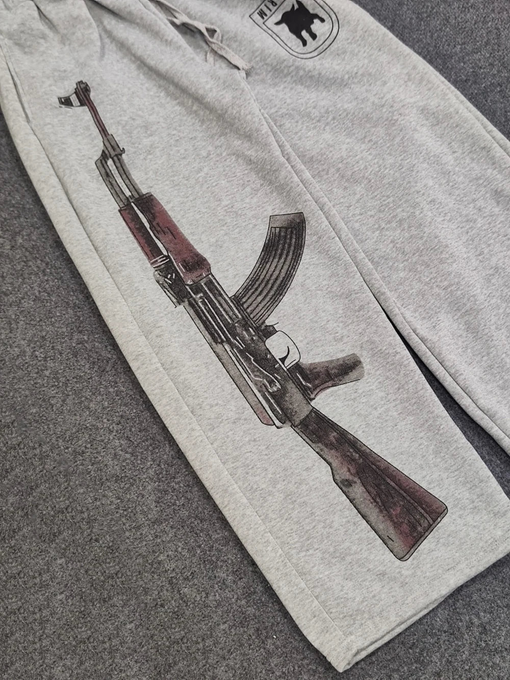 Y2K High-Waisted Printed Embroidered Street Guard Sweat Pants Straight Leg Double Waist Design Fashionable