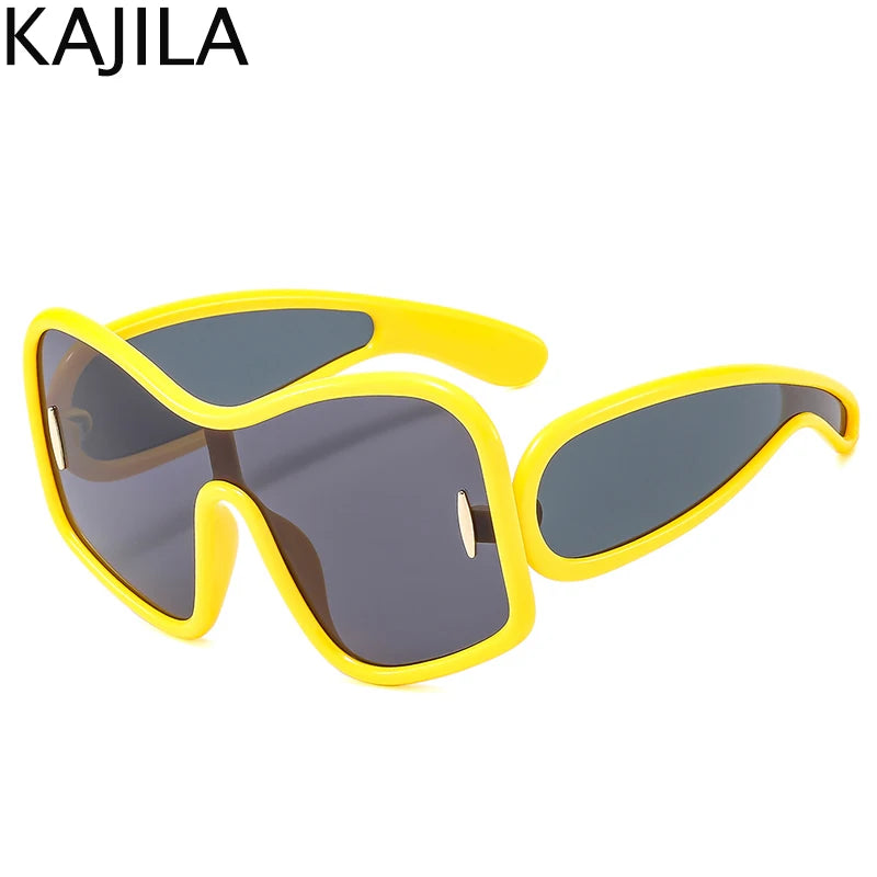 Oversized One-Piece Shield Sunglasses Punk Square Eyewear Vintage Big Frame Sun Glasses