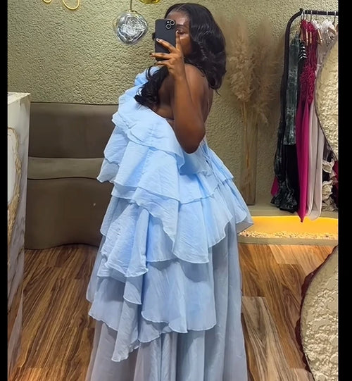 Load image into Gallery viewer, Women Sleeveless Ruffles Loose Smock Strap Maxi Long Sexy Dress
