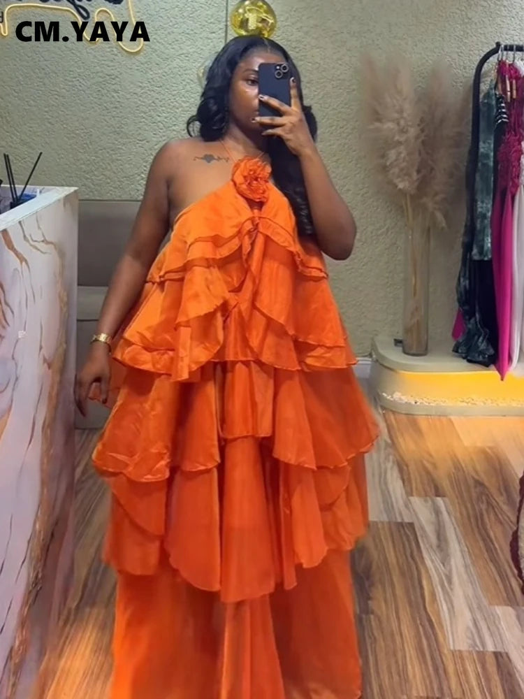 Women Sleeveless Ruffles Loose Smock Strap Maxi Long Sexy Dress