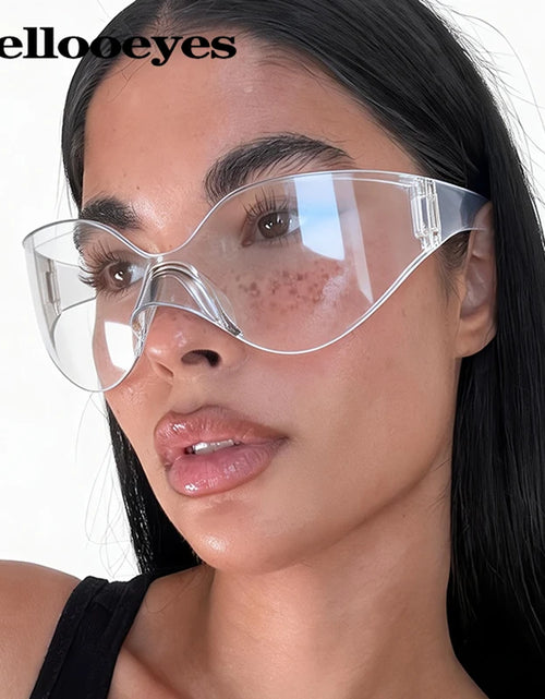 Load image into Gallery viewer, Punk Goggle Sunglasses UV400 Mirror UV Protection Unisex Y2K Silver Sport Sun Glasses Hip Hop One Piece Cool Eyewear for Men Women
