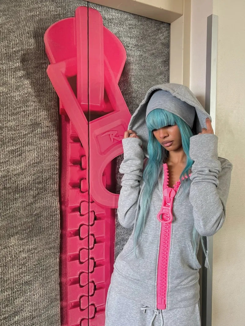 Oversized Zipper Hoodie Women Y2k European and American Retro