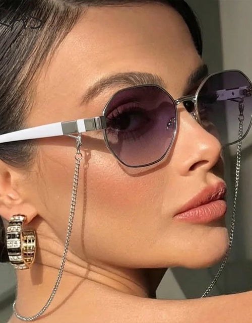 Load image into Gallery viewer, Polygon Sunglasses With Chain 2026 Luxury Brand Fashion Unique Trends Octagon Sun Glasses
