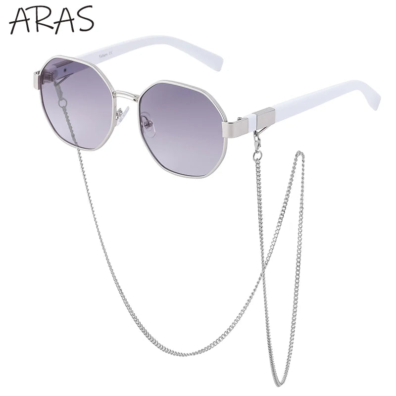Polygon Sunglasses With Chain 2026 Luxury Brand Fashion Unique Trends Octagon Sun Glasses