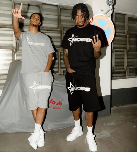 Y2K T-shirt Short Kpop Street Fashion Print Unisex Short Sleeve Tops Casual Loose Drawstring Shorts Pant