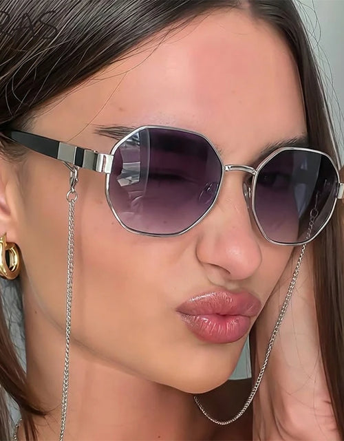 Load image into Gallery viewer, Polygon Sunglasses With Chain 2026 Luxury Brand Fashion Unique Trends Octagon Sun Glasses
