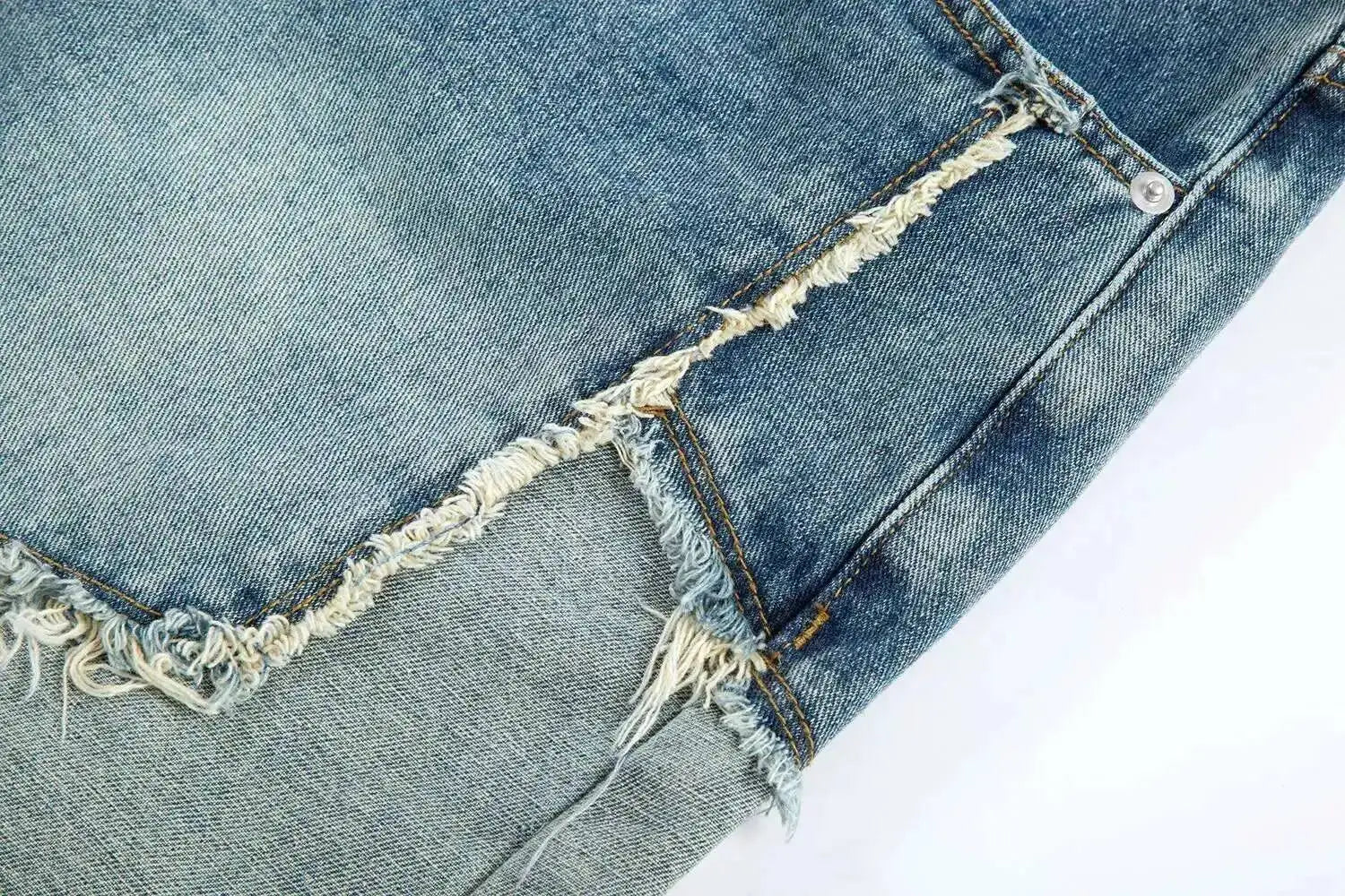2026 Summer Pentagram Pattern Men's  Mid Length Denim Shorts American High Street Straight