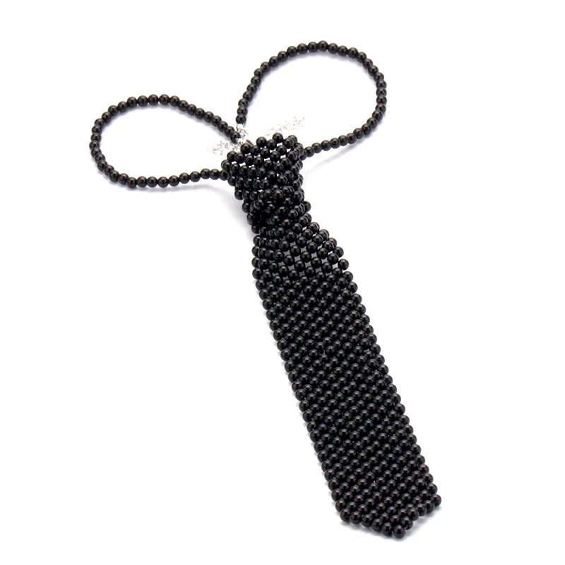 Popular pearl tie fashion trend style pure handmade beaded bow tie