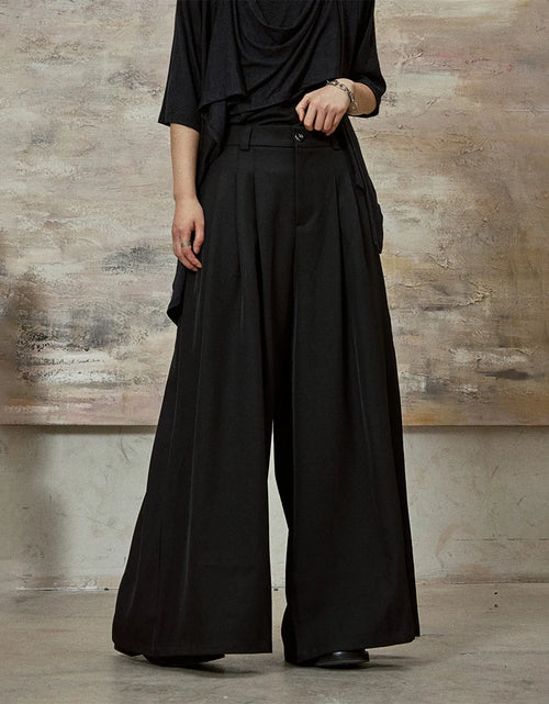 Load image into Gallery viewer, Dark Gothic Skirt Pants Genderless Streetwear Fashion Wide-Leg Samurai Pants Unisex
