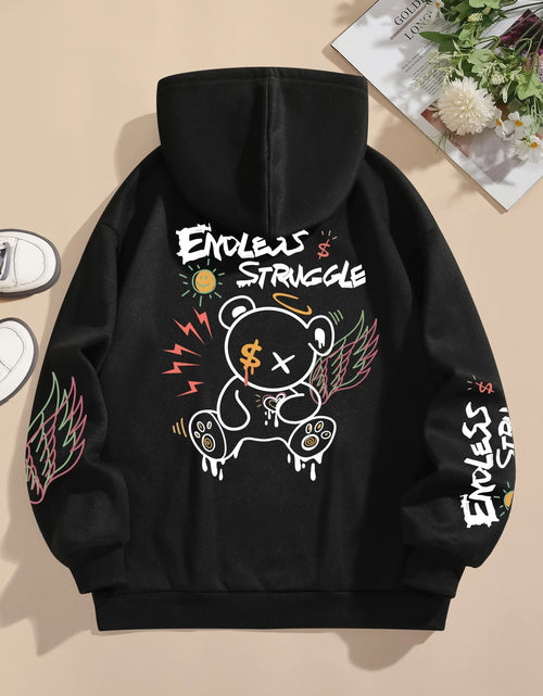 Load image into Gallery viewer, Men's sweatshirts endless struggle graffiti bear printed hoodie loose pullover sweatshirt casual
