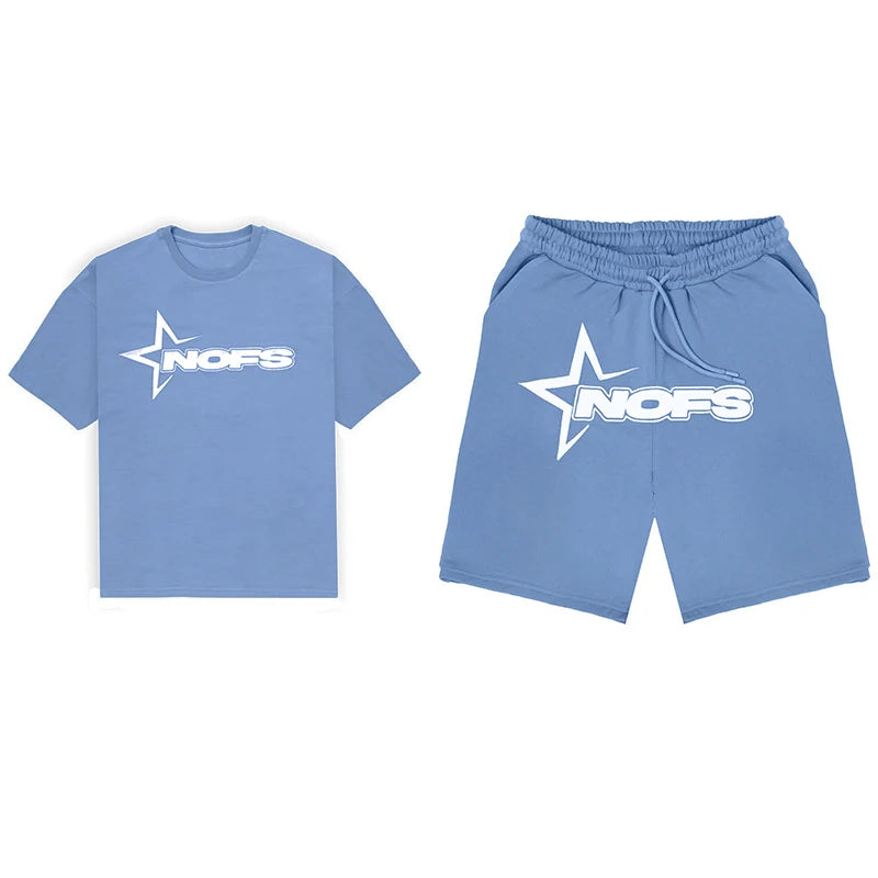 Y2K T-shirt Short Kpop Street Fashion Print Unisex Short Sleeve Tops Casual Loose Drawstring Shorts Pant