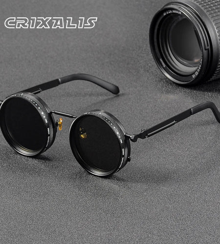 Polarized Round Sunglasses ND9 Adjustable Dimming Men and  Women Retro Punk  Eyeglasses Outdoor Shades UV400