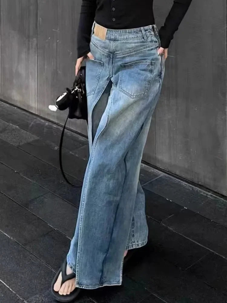 Women's Y2K Style New Rock Hip Hop Baggy Wide Leg Jeans